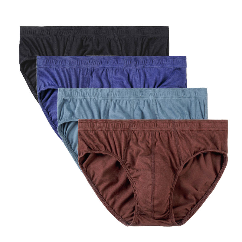 Thumbnail: 4 Pcs/Lot Men's 100% Cotton Breathable Briefs Comfortable Male Underwear Lingeri