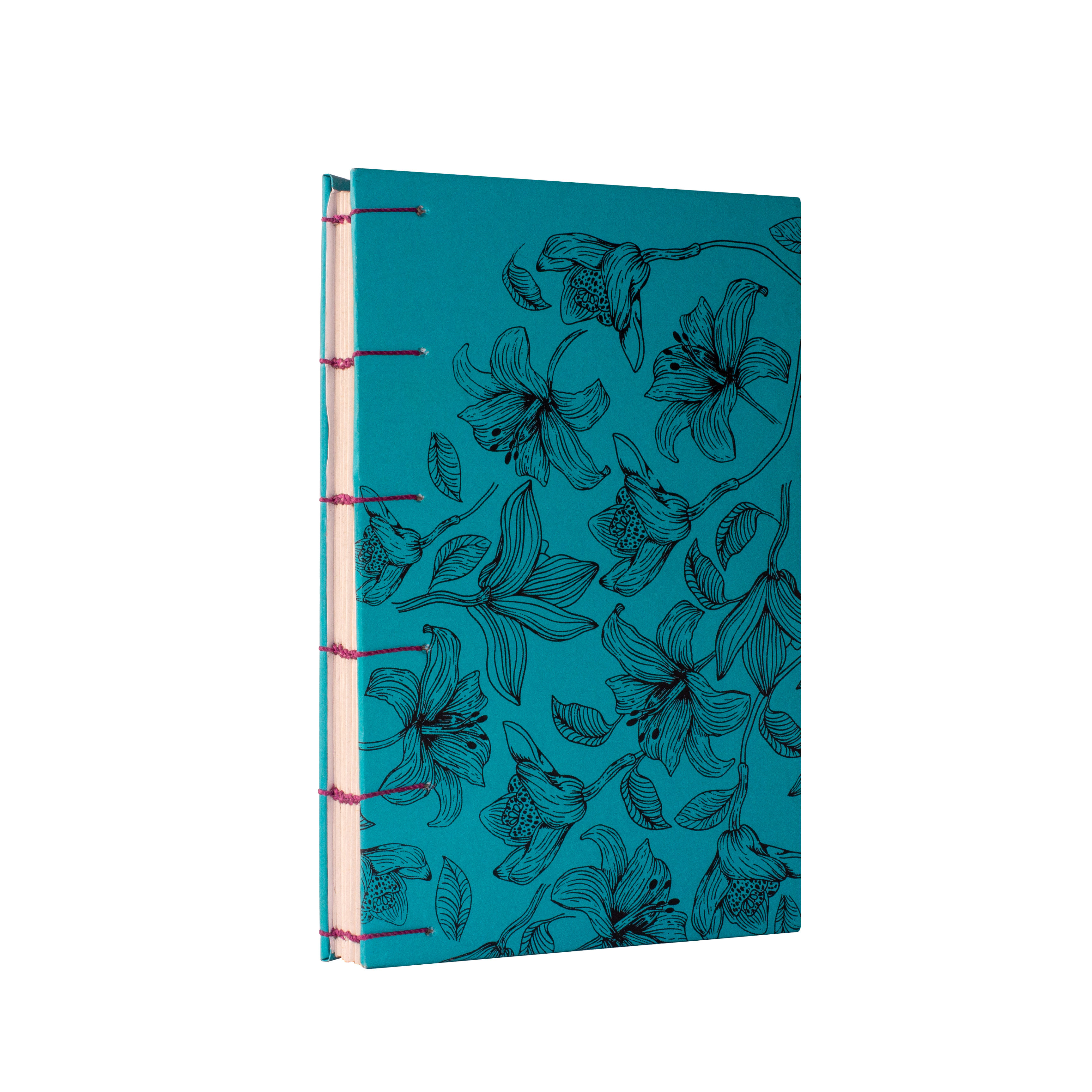 ESTAMPADA LIRIOS PEQUEÑOS AZUL NEGRO