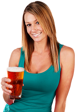 woman holding a beer
