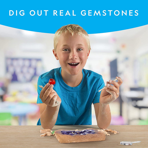 National Geographic Gigantic Gemstone Dig Kit - Excavate 100 Real Gems From A Giant Dig Brick Gem Mining Kit For Kids Stem Rock Collection Activity Includes Tools Learning Guide - View #4