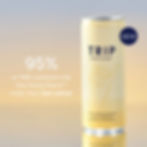 Yellow TRIP can with a hand symbol. Text reads: "95% of TRIP customers felt that Mindful Blend made them feel calmer." Blue "NEW" label.