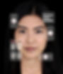 Woman faces forward with digital interface icons around her face, black background. Icons depict expressions and settings.