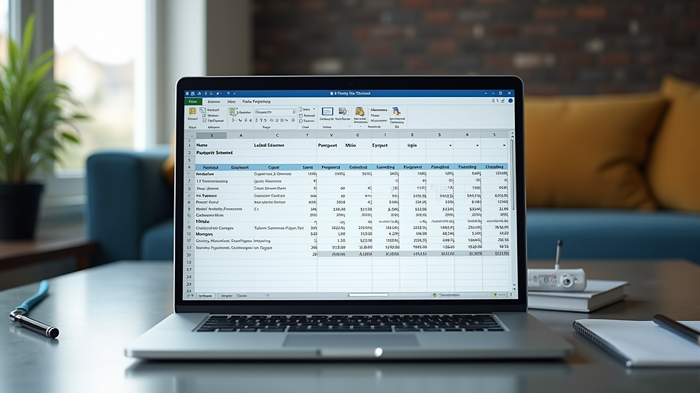 Eye-level view of a laptop screen showing a plumbing estimate spreadsheet