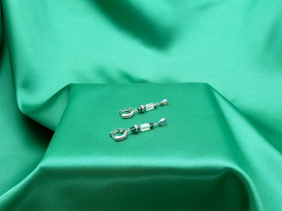Thumbnail: Emerald Green Long Crystal Drop Wedding Earrings