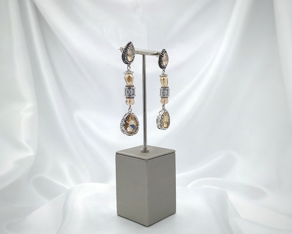 Thumbnail: Champagne Gold Teardrop Wedding Earrings