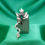 Thumbnail: Emerald Green Crystal Silver Grooms Maple Leaf-Shaped Boutonniere