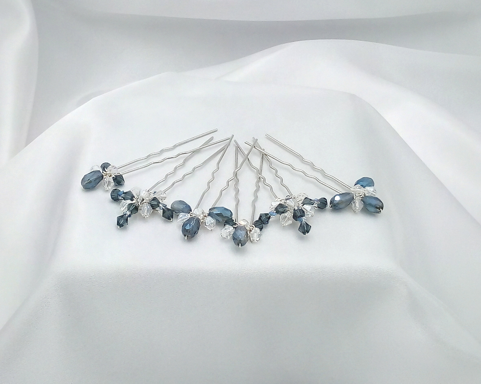 Thumbnail: Montana Blue Crystal Wedding Hairpins