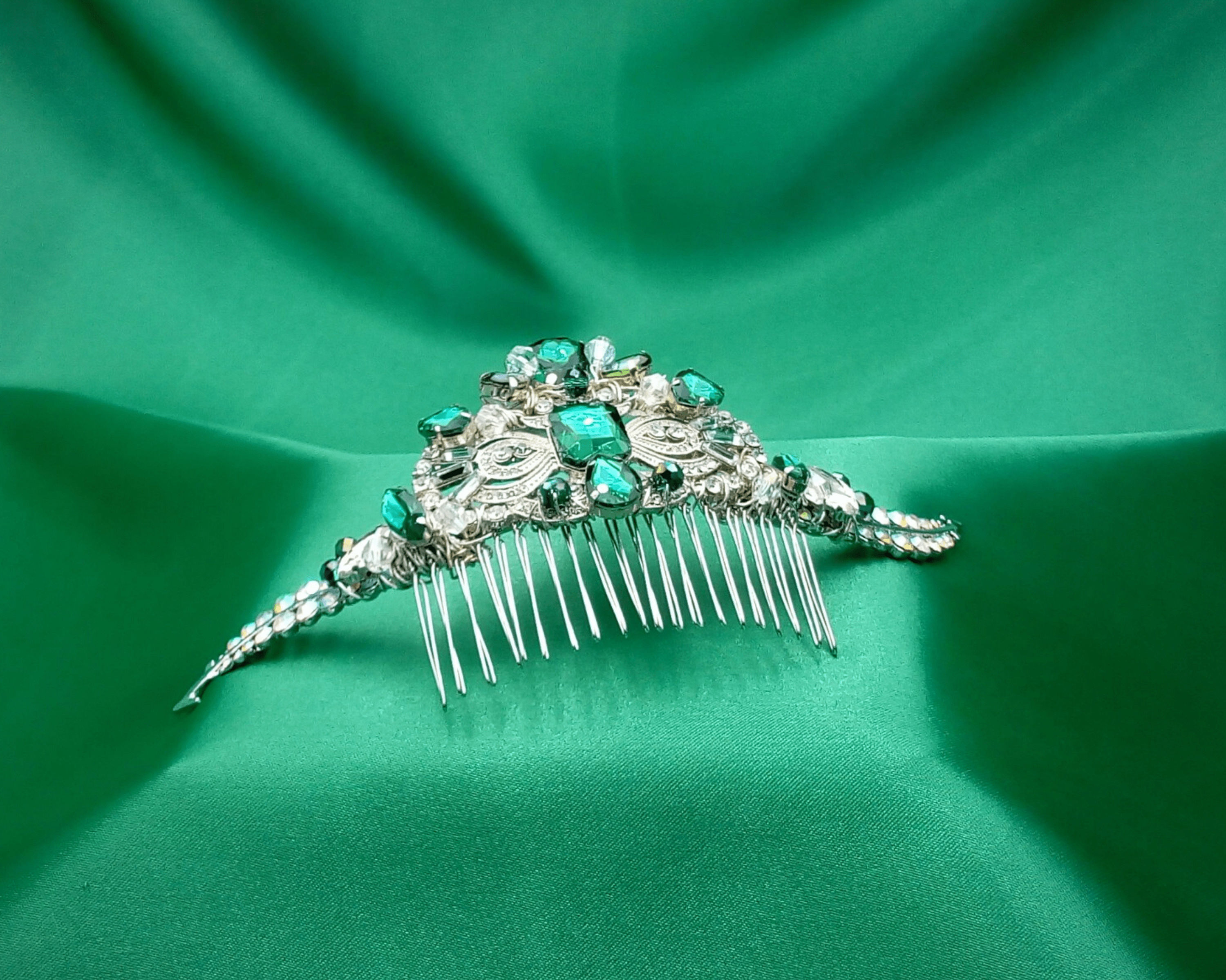 Emerald Green Crystal Wedding Hair Comb