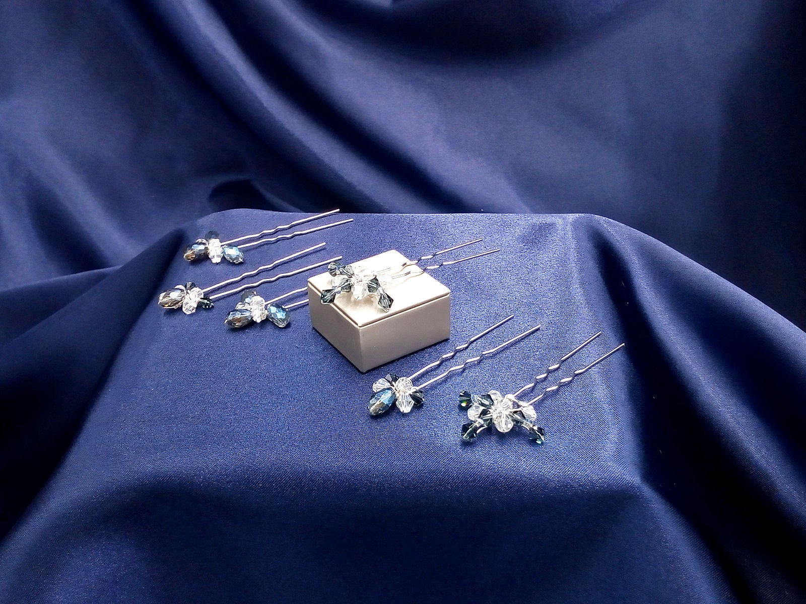 Montana Blue Crystal Wedding Hairpins