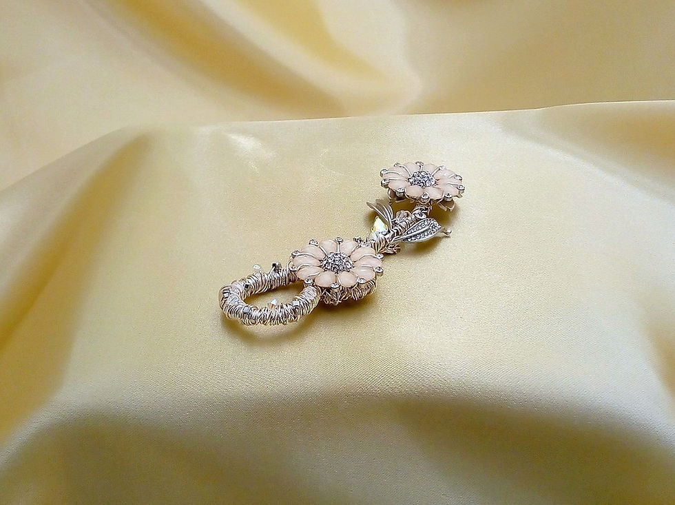 Thumbnail: Champagne Nude Beige Crystal Silver Double Faceted Flower Grooms Boutonniere