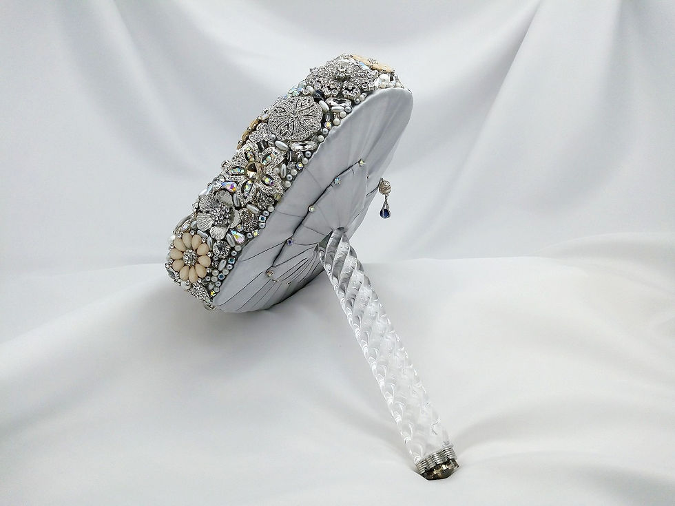 Thumbnail: Unique Crystal & Silver Heart Shaped Wedding Jewelled Brooch Bouquet for the Bride