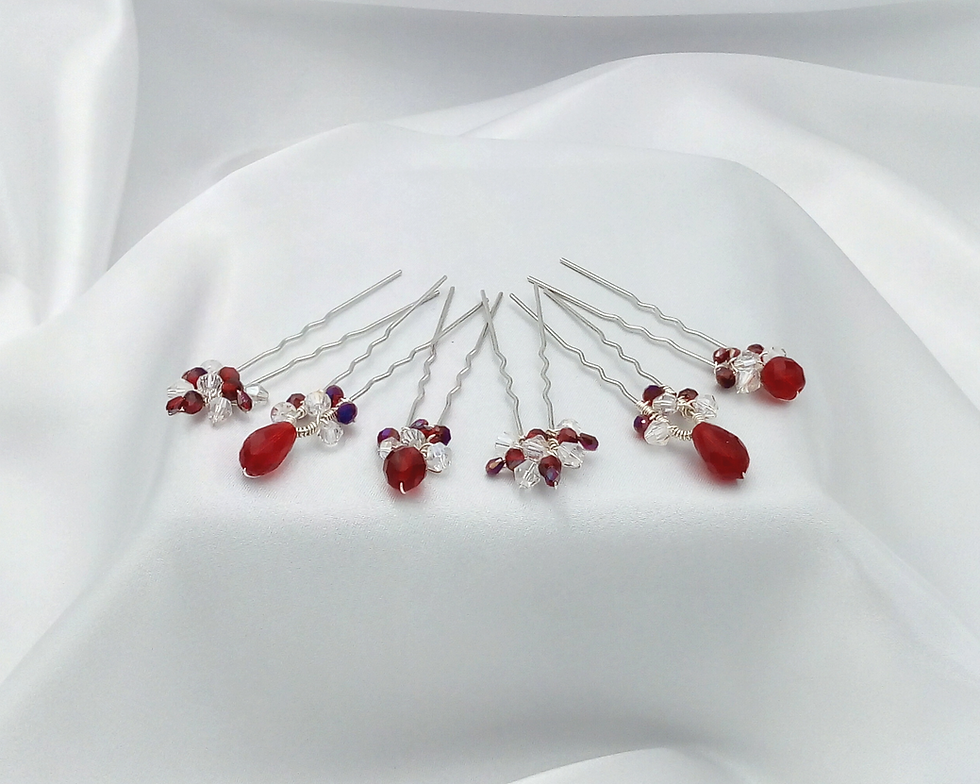 Thumbnail: Siam Red Crystal Wedding Hairpins