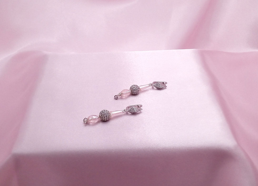 Thumbnail: Subtle Pink Crystal Long Dangle Wedding Earrings