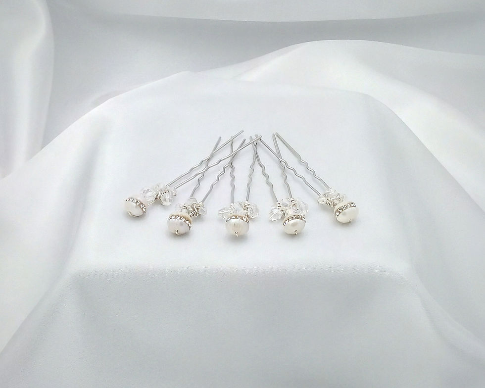 Genuine Freshwater Pearls & Crystal Wedding Hair Pins