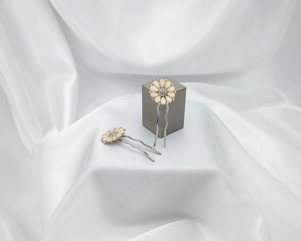Thumbnail: Nude Beige Crystal Wedding Hairpins
