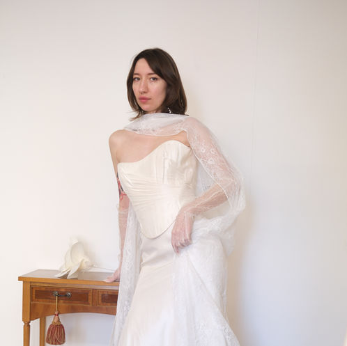 90s two piece vintage wedding dress
