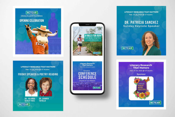 Examples of NCTEAR social media designs.