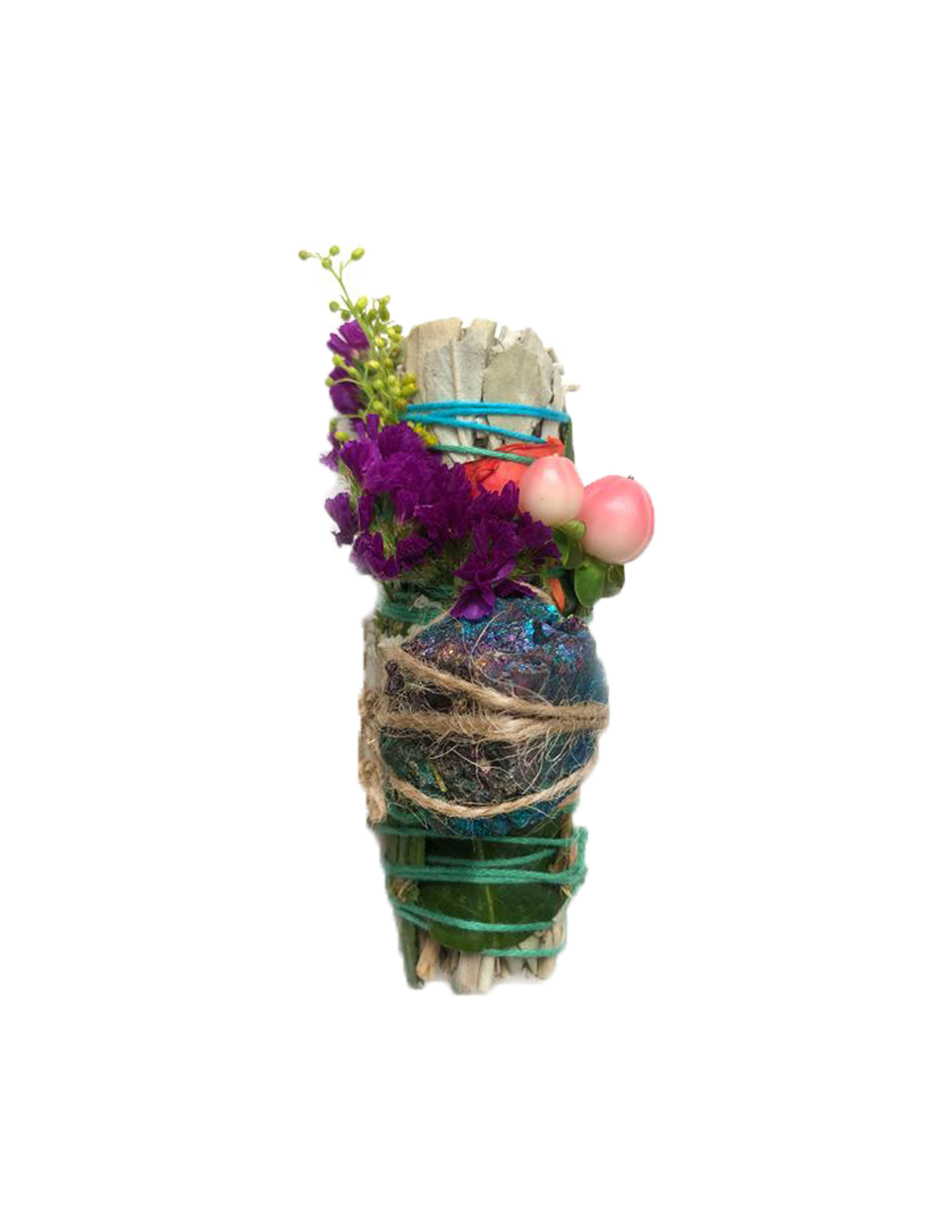 RITUAL SAGE WAND with Peacock Ore - 4"