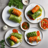 Kelkáposzta-tekercs zöldséges töltelékkel