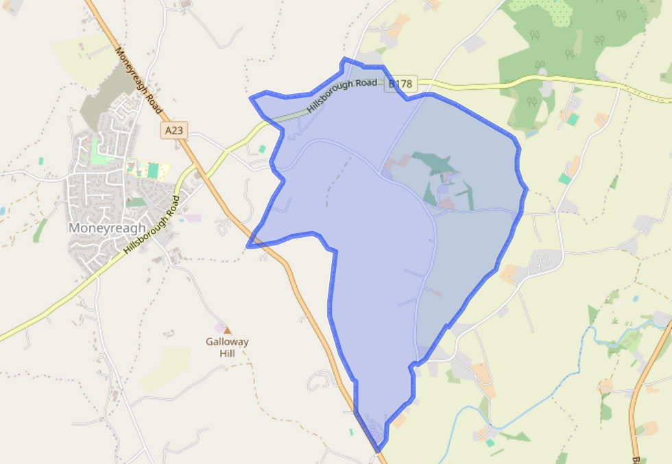 Map showing townland of Ballybeen, Comber Parish, Co. Down