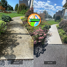 Front Walk cleaned by power washing before and after image