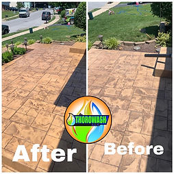 Concrete Cleaning and sealing before and after of front patio