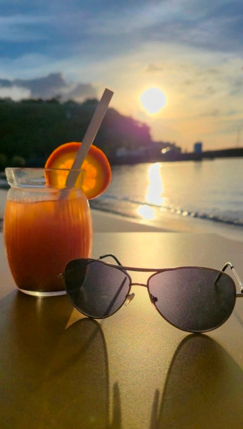 A drink overlooking the bay in Terre de Haut
