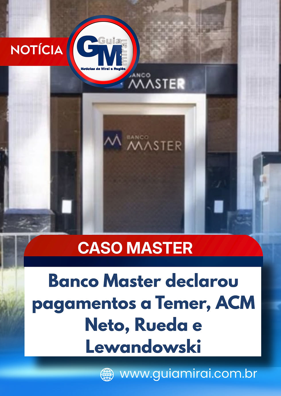 Banco Master declarou pagamentos a Temer, ACM Neto, Rueda e Lewandowski