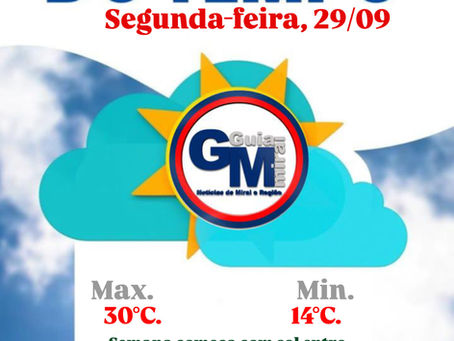 PREVISĆO DO TEMPO PARA MIRAI MG NESTA SEGUNDA-FEIRA DIA 29/09