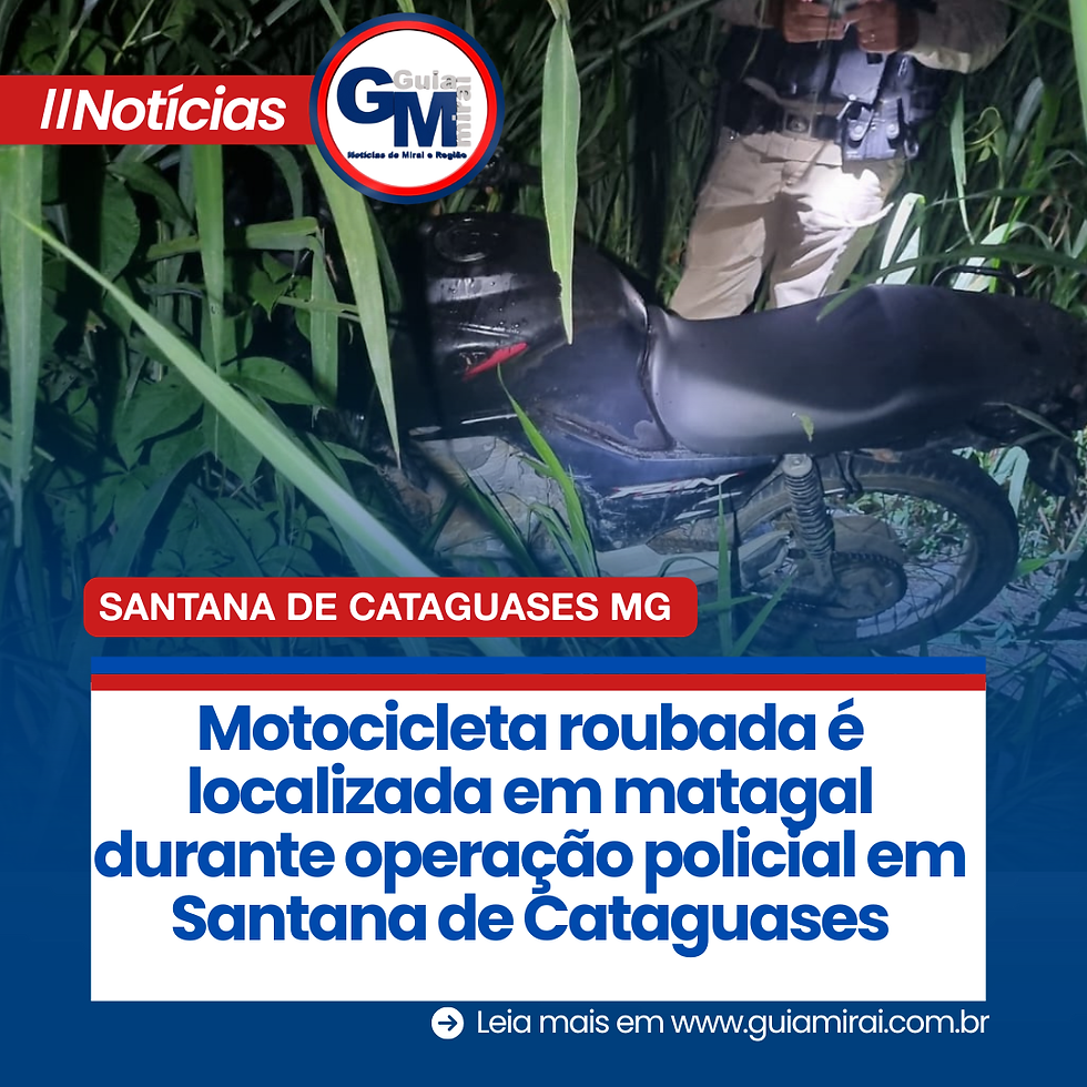 Motocicleta roubada é localizada em matagal durante operação policial em Santana de Cataguases