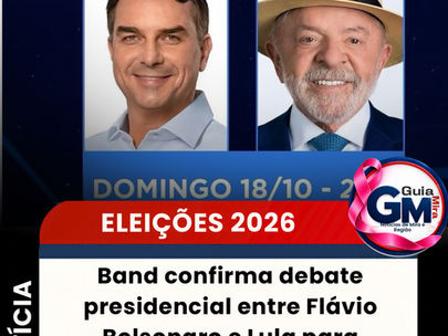 Band confirma debate presidencial entre Flávio Bolsonaro e Lula para domingo (18)