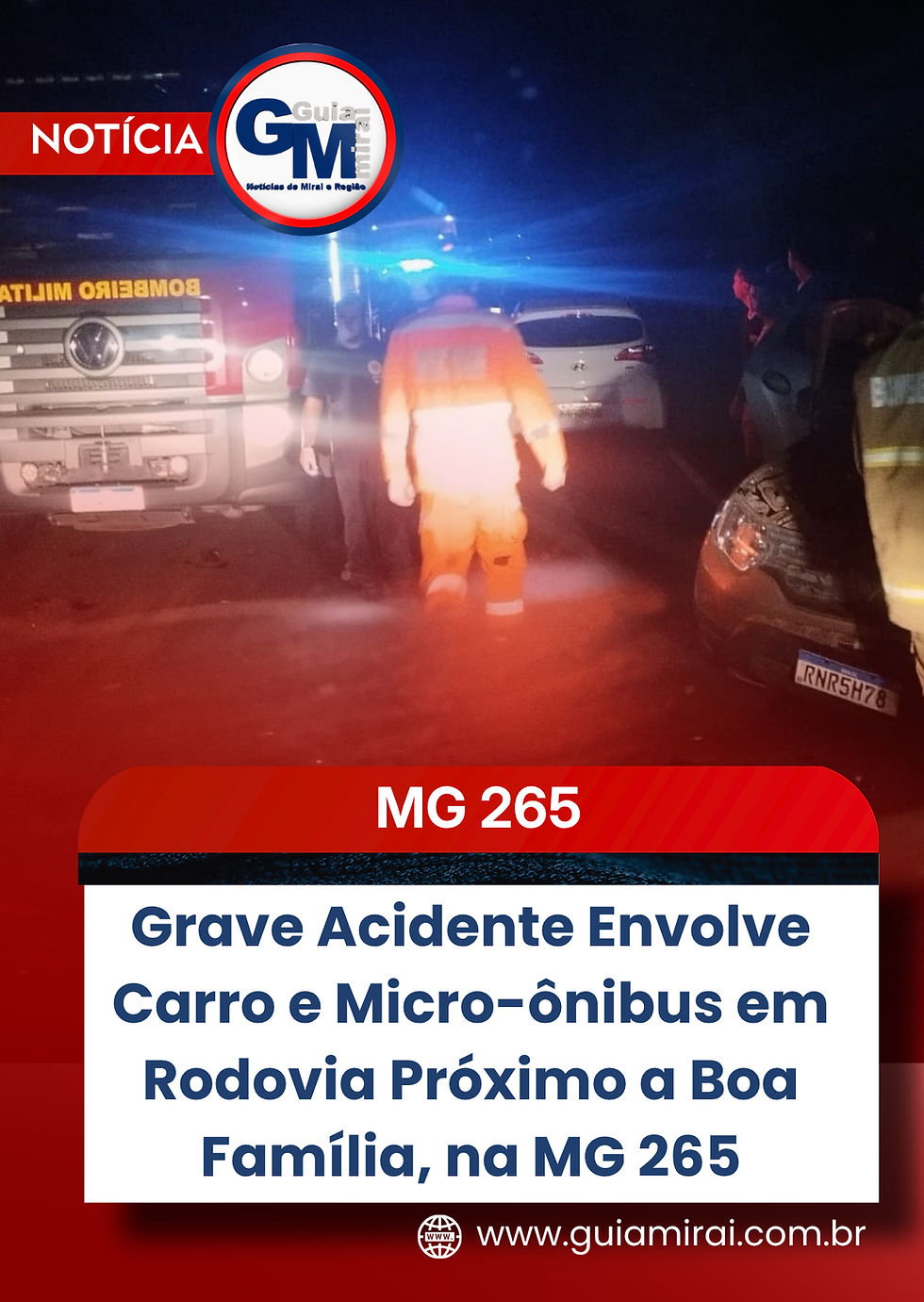 Grave Acidente Envolve Carro e Micro-ônibus em Rodovia Próximo a Boa Família, na MG 265