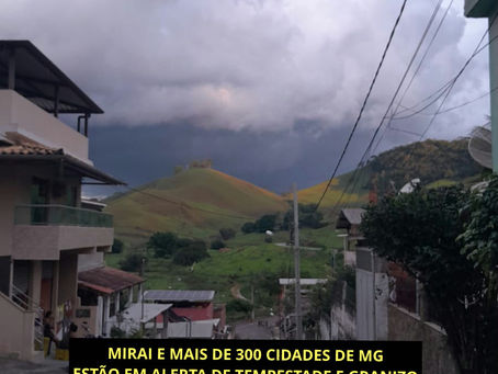 MIRAI E MAIS DE 300 CIDADES DE MG ESTĆO EM ALERTA DE TEMPESTADE E GRANIZO