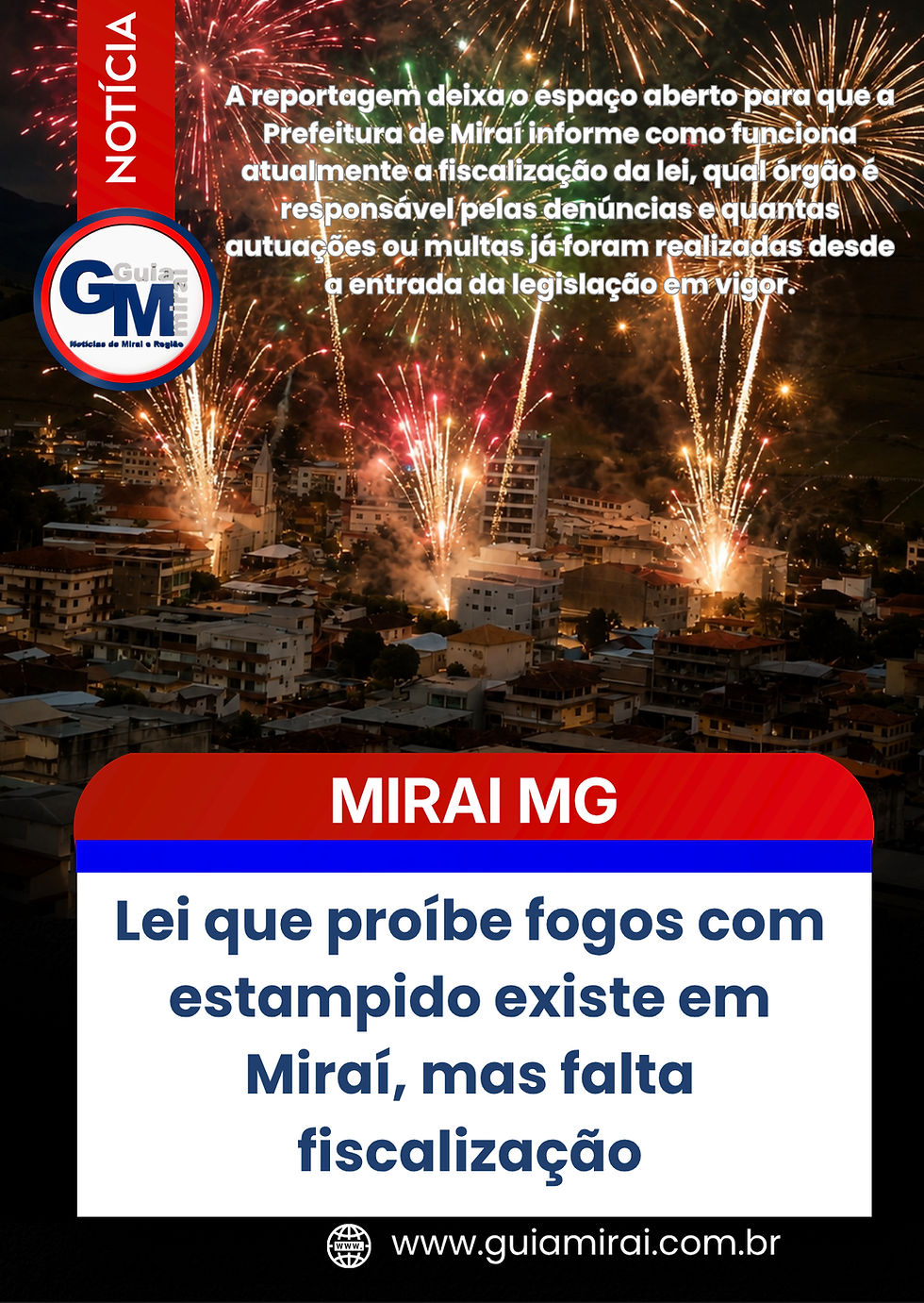 Lei que proíbe fogos com estampido existe em Miraí, mas falta fiscalização