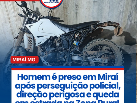 Homem é preso em Miraà após perseguição policial, direção perigosa e queda em estrada na Zona Rural