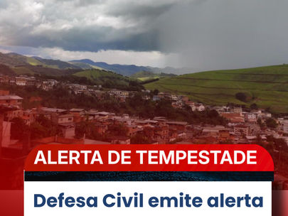 Defesa Civil emite alerta de tempestade com raios para Miraí e região