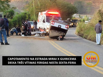 CAPOTAMENTO NA ESTRADA MIRAI X GUIRICEMA DEIXA TRÊS VÍTIMAS FERIDAS NESTA SEXTA-FEIRA