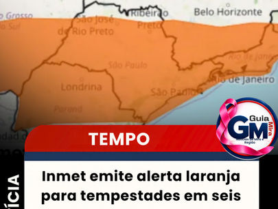 Inmet emite alerta laranja para tempestades em seis estados; ventos podem chegar a 100 km/h