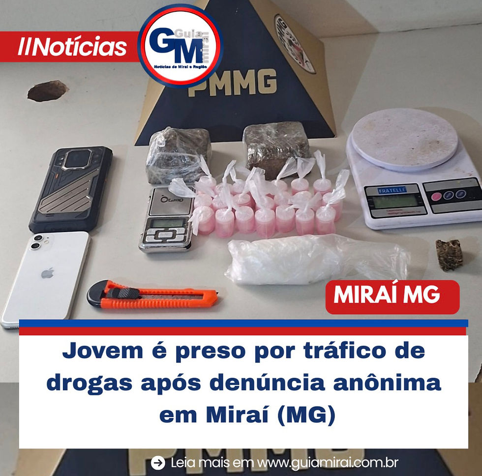 Jovem é preso por tráfico de drogas após denúncia anônima em Miraí (MG)