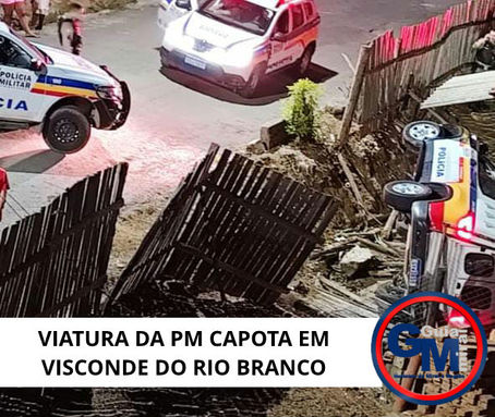 VIATURA DA PM CAPOTA EM VISCONDE DO RIO BRANCO