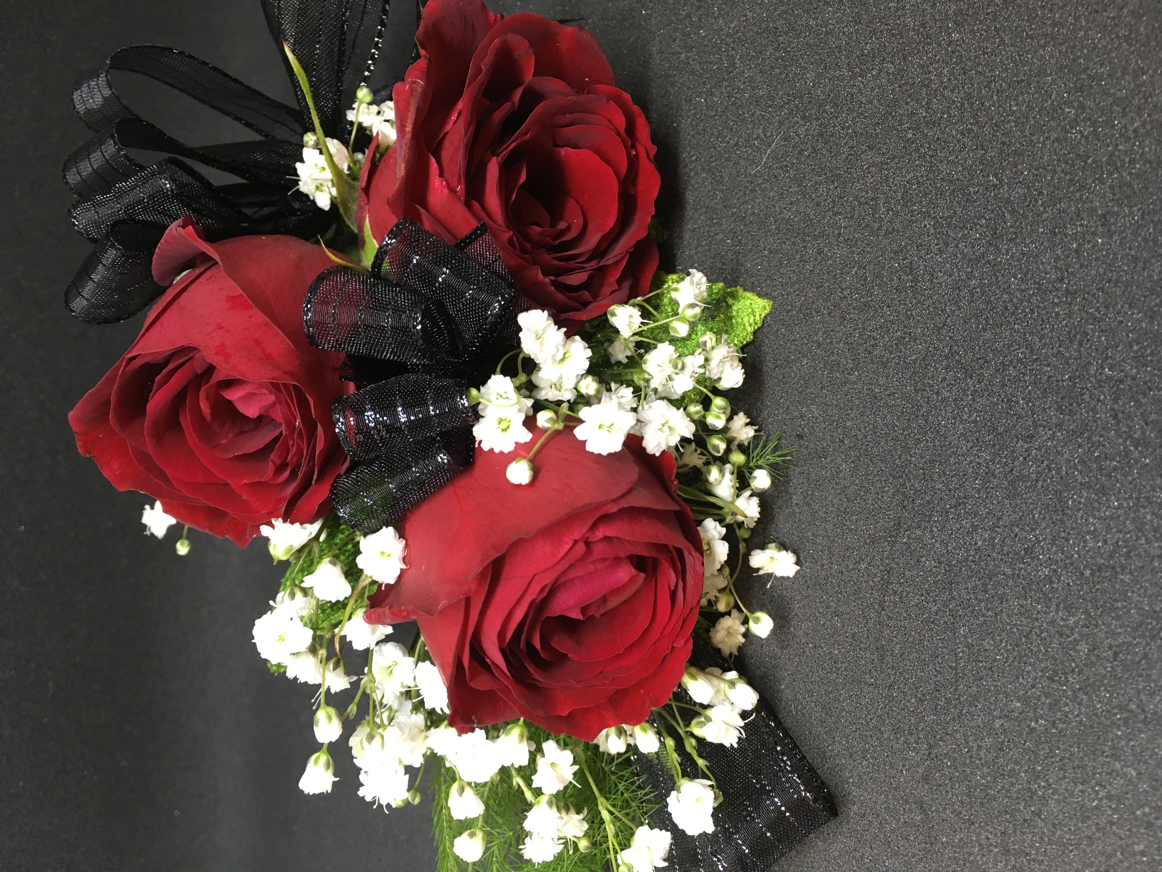 Red roses corsage