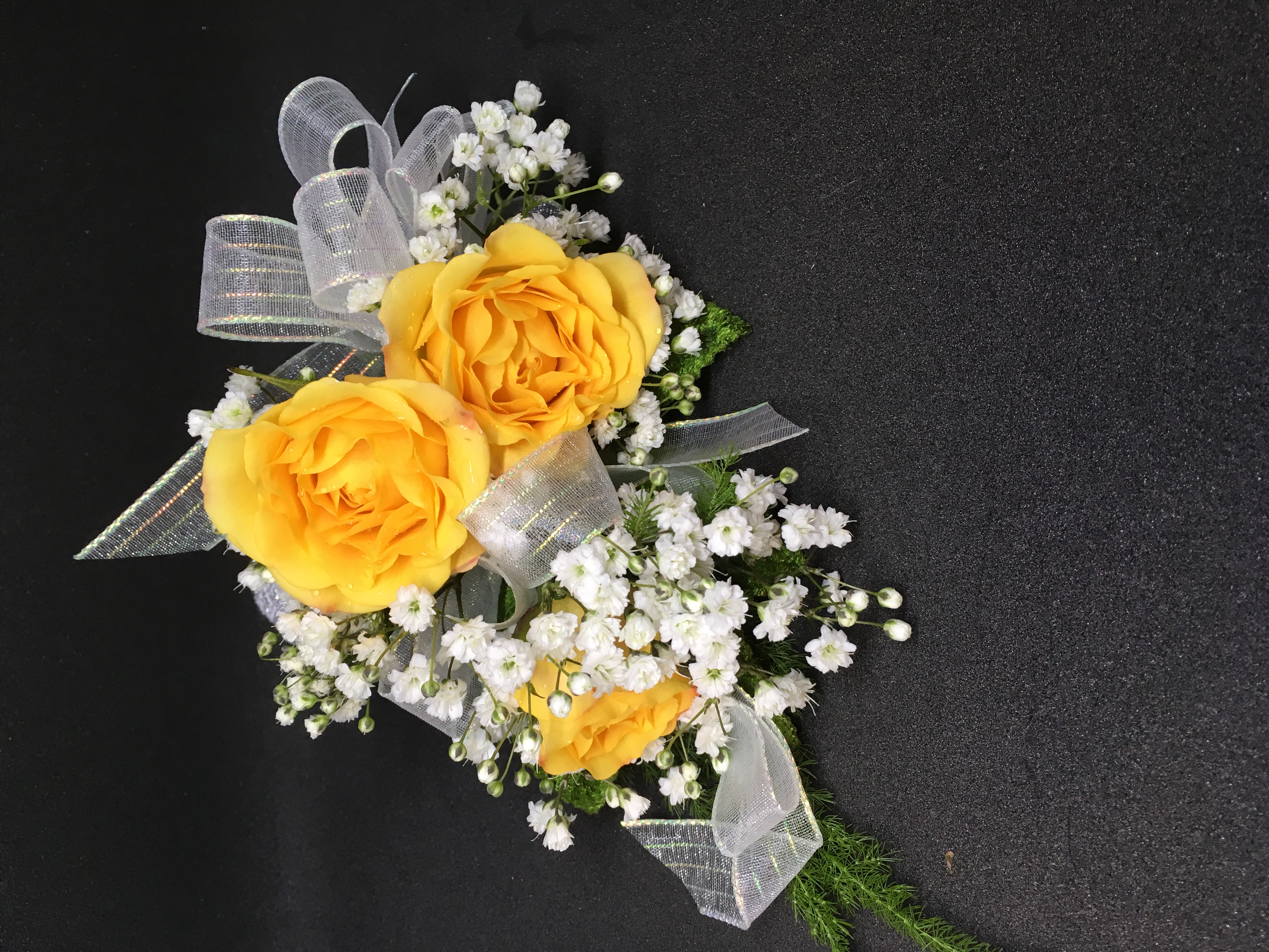 Yellow Spray rose corsage