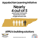 Appalachian Learning Initiative
Nearly
4in5 Tennessee adults struggle to perform basic math
National Center for Education Statistics, 2020
APPLI is building solutions
Follow us @APPLIOrg:
www.appli.org