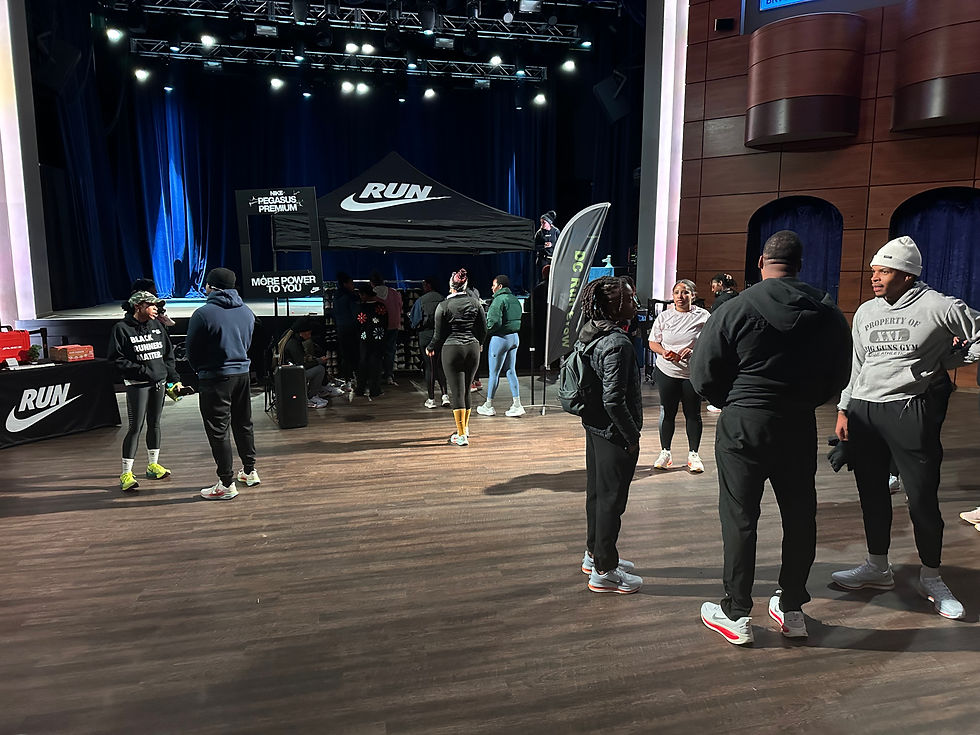 Members of DC Run Crew gather at the Howard Theatre for a Black History Month run in 2025.