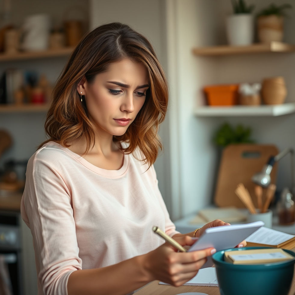 woman looking stressed focused on finishing tasks