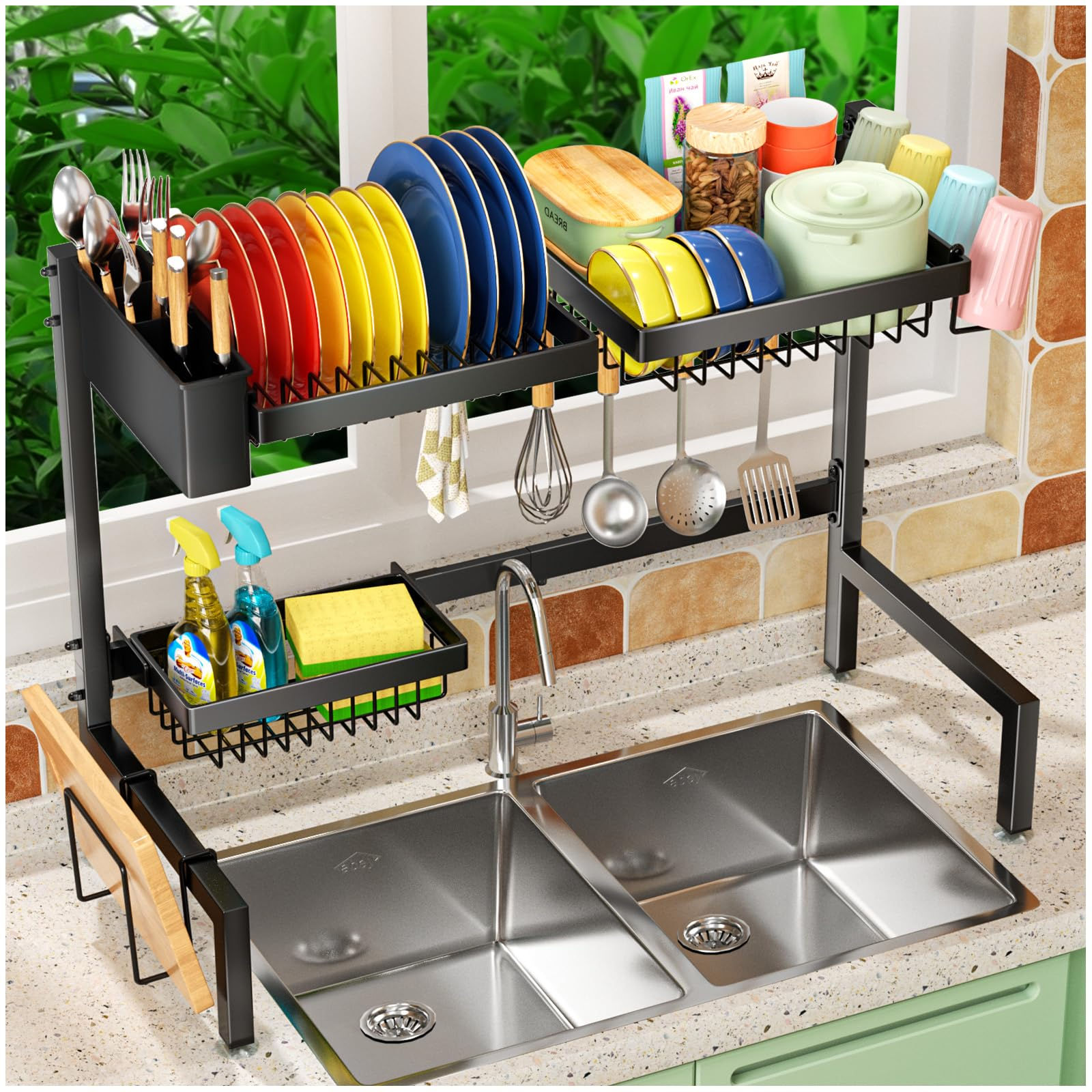 NSLXH 2-Tier Dish Drainer for Countertop Use
