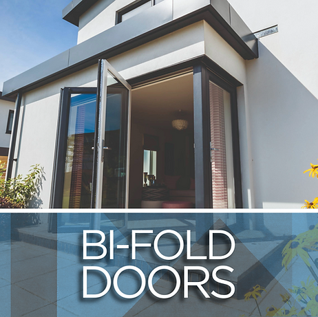 Anthracite grey aluminium bifold doors opening onto patio area