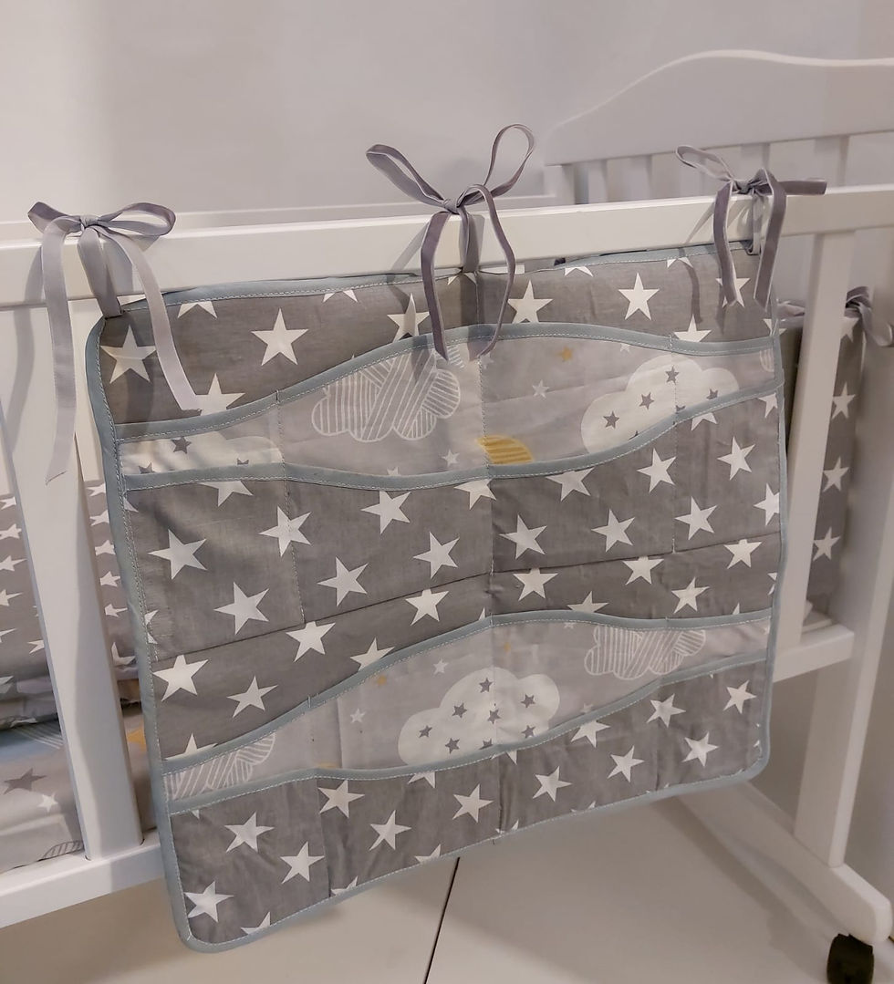 תמונה ממוזערת: סט עריסה דו צדדי כוכבים 4 חלקים מגן ראש, 2 סדינים ושמיכה