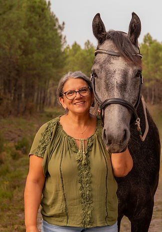 Nathalie Lamard avec un cheval