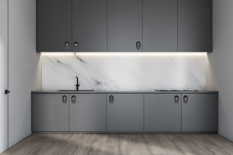 Waste and Kitchen Tactile Signage in Capsule shape and Carbon base